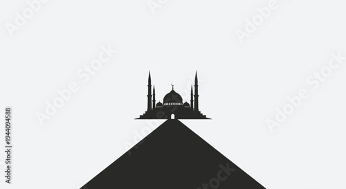 Mosque Silhouette on Pyramid Structure.