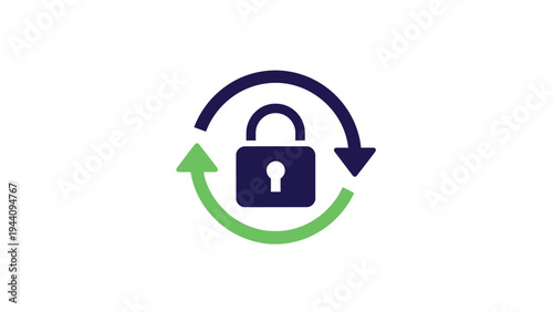 Padlock with circular arrow symbol.