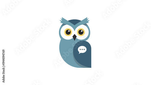 Owl Cartoon Character Design Closeup.