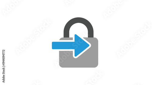 Padlock with blue arrow icon security.
