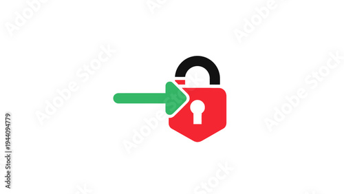 Padlock with open shackle security.