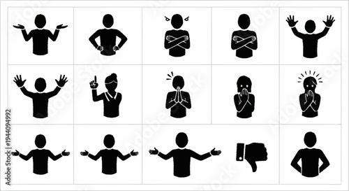 Collection of Human Emotion and Gesture Icons.