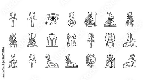 Ancient egyptian and mesopotamian deities and symbols illustrated in a comparative iconography Vector