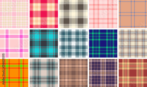 Plaid collection for classic design themes. Vintage-inspired patterns elevate apparel and stationery projects.