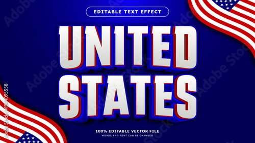 Editable text style effect united states of America text with flag style theme