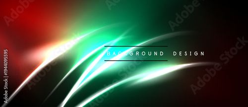 Abstract vibrant background. Smooth curves, neon glow, dark shades create dynamic visual effect. Modern design element.