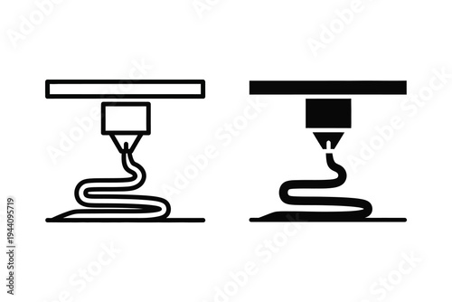3D Printer Nozzle Extrusion Technology Icons