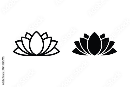 Elegant Lotus Flower Wellness and Yoga Icons