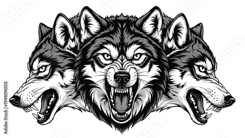 Ancient mythical creature emblem with intricate dragon and serpent designs Vector