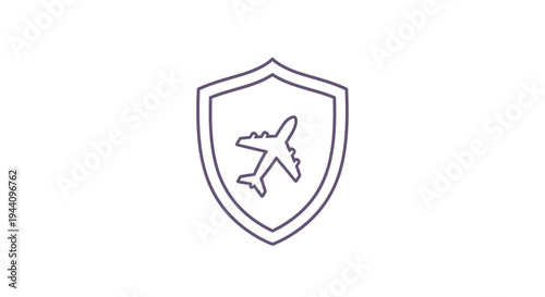 Airplane Inside a Protective Shield Icon.