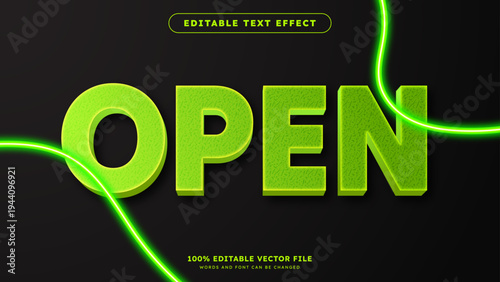 Green Light 3D Editable Text Effect Open Mockup