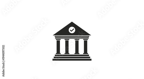 Bank Building Icon With Columns.