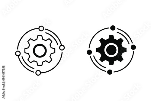 Mechanical Gear and System Process Icons for Technology and Automation