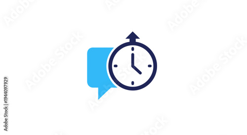 Clock and speech bubble icon.