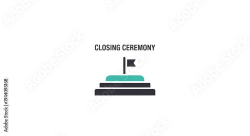 Closing ceremony flag icon graphic symbol.