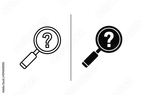 Magnifying Glass with Question Mark Icon for Help or Search Inquiry