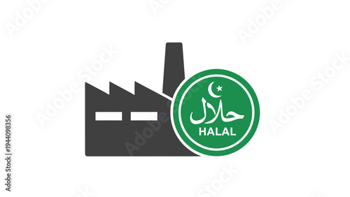 Halal factory production logo sign.