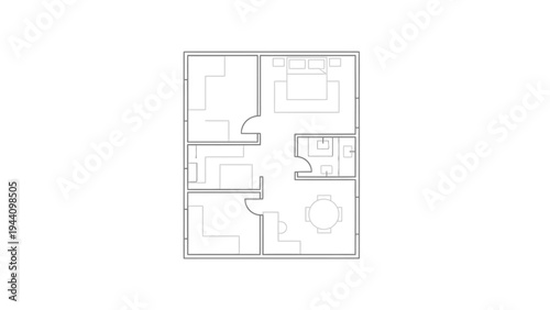Simple Residential Floor Plan Diagram Blueprint.