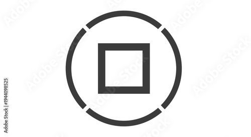 Black and white geometric shape symbol.