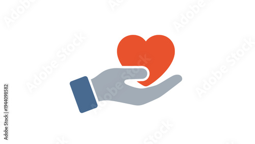 Hand holding red heart symbol.