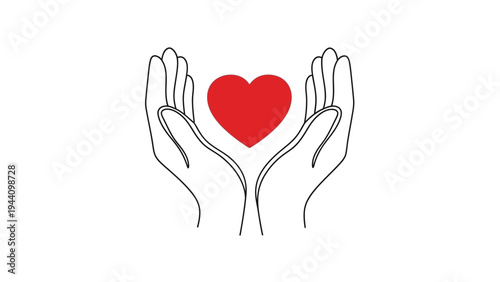 Hands holding a red heart symbol.
