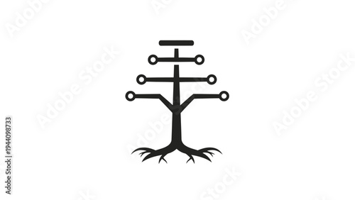Simple black tree icon with roots.
