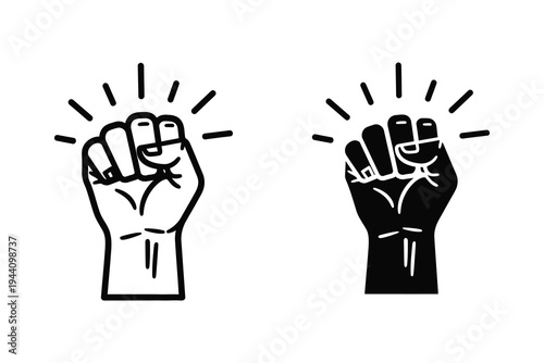 Raised Fist Power Protest and Human Rights Symbol Icon