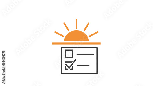 Simple Checklist with Checked Box and Sun.