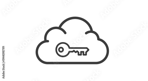 Cloud icon with single metal key.