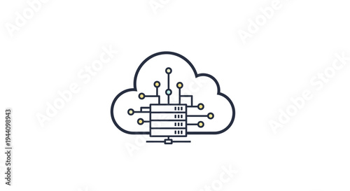Cloud server with network connections.