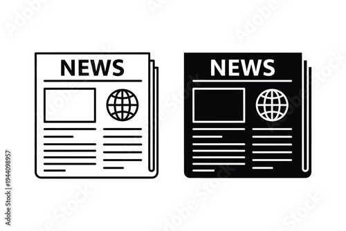 Newspaper News Publication Icon - Global Current Events and Media Vector
