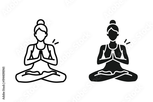 Peaceful Yoga Meditation Icon - Woman in Lotus Position for Wellness & Mindfulness Designs
