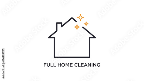 Simple House Icon with Cleaning Symbols.