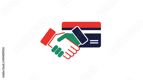 Handshake with credit card symbol.