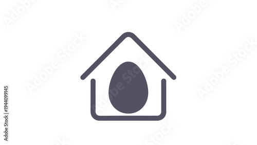 Simple House Icon with Egg Inside.
