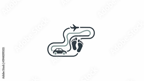 Transportation Modes Path Line Illustration.