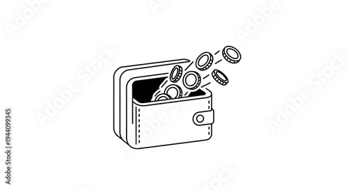 Coins spilling out of wallet.