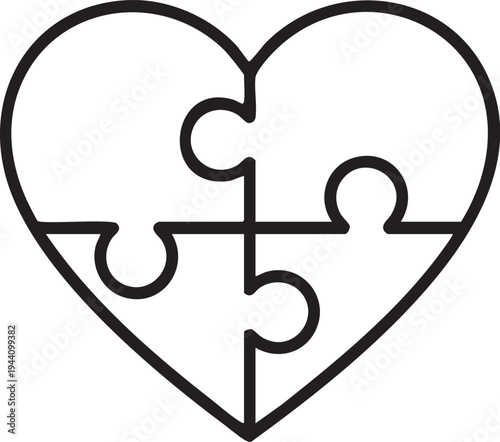 Heart Puzzle Pieces Connecting Symbol Love Relationship Stock Illustration