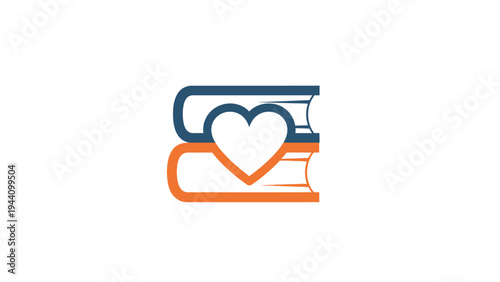 Heart shape book love symbol icon.