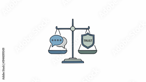 Trust versus fake news on scales.