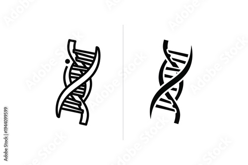DNA Double Helix Icons for Science and Genetic Research