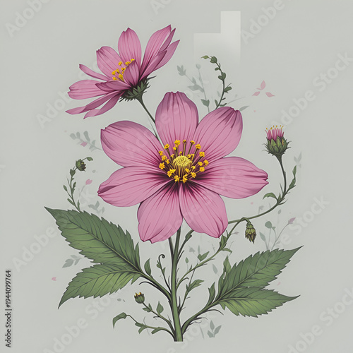 An Agrimonia wildflower clip art illustration leaves plant vector