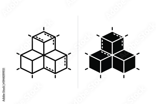Isometric Blockchain Modular Cubes Network Technology Icon