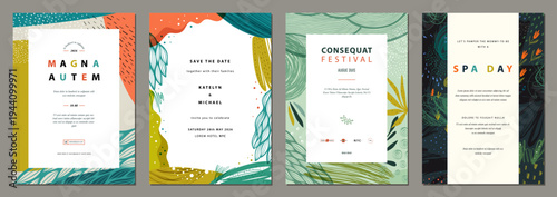 Abstract frames art templates. For poster, business card, invitation, flyer, banner, brochure, email header, post in social networks, advertising, events and page cover.