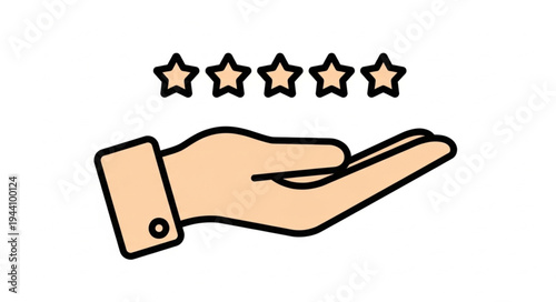 Hand holding five stars representing excellent customer service.
