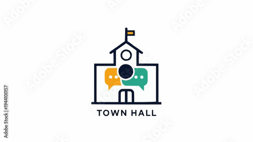 Town Hall Building Icon Design.