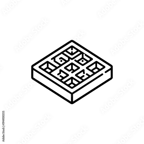 Waffle icon logo design. Belgian waffle sign and symbol. Breakfast food icon. Dessert bakery menu element.