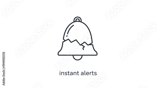 Simple Line Drawing of Alarm Bell Icon.