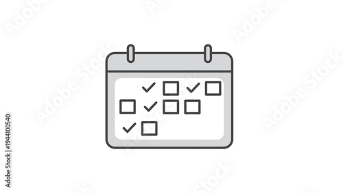 Simple Line Drawing of Checklist Calendar.