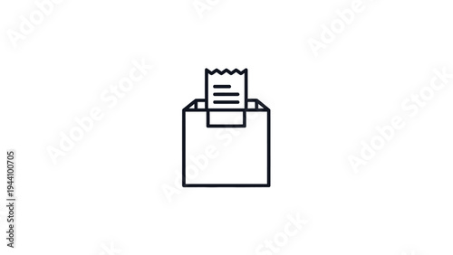 Simple Line Drawing of Mailbox with Letter.